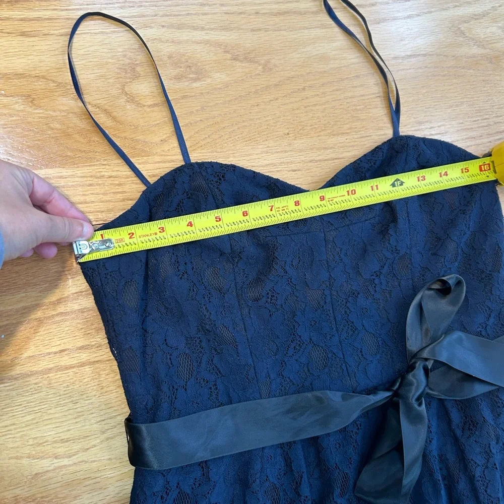 Adrianna Papell Midnight Blue Cocktail Lace Dress Belt Size 10 Cocktail Party